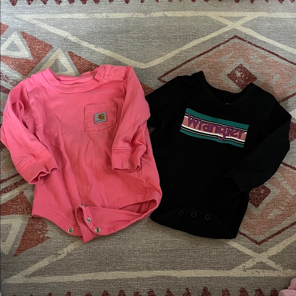 Carhartt Pink and Wrangler Black baby Shirts